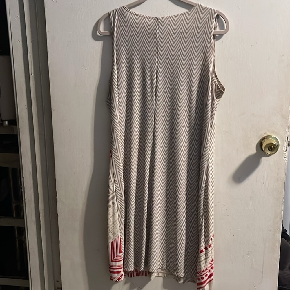 Chevron Patterned Sleeveless Dress - Red and Gray by chico’s - Picture 4 of 5